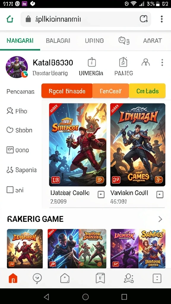 tvtoto - Layar utama TVTOTO dengan berbagai pilihan permainan.